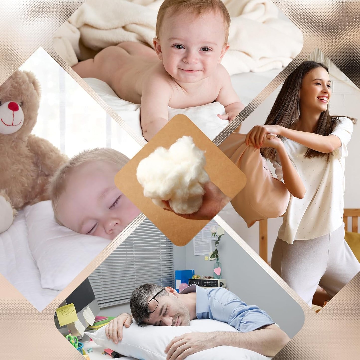 Wesnoy Cotton Stuffing - 500g Natural Fiber Filling for Stuffed Animals & Cloud Decor