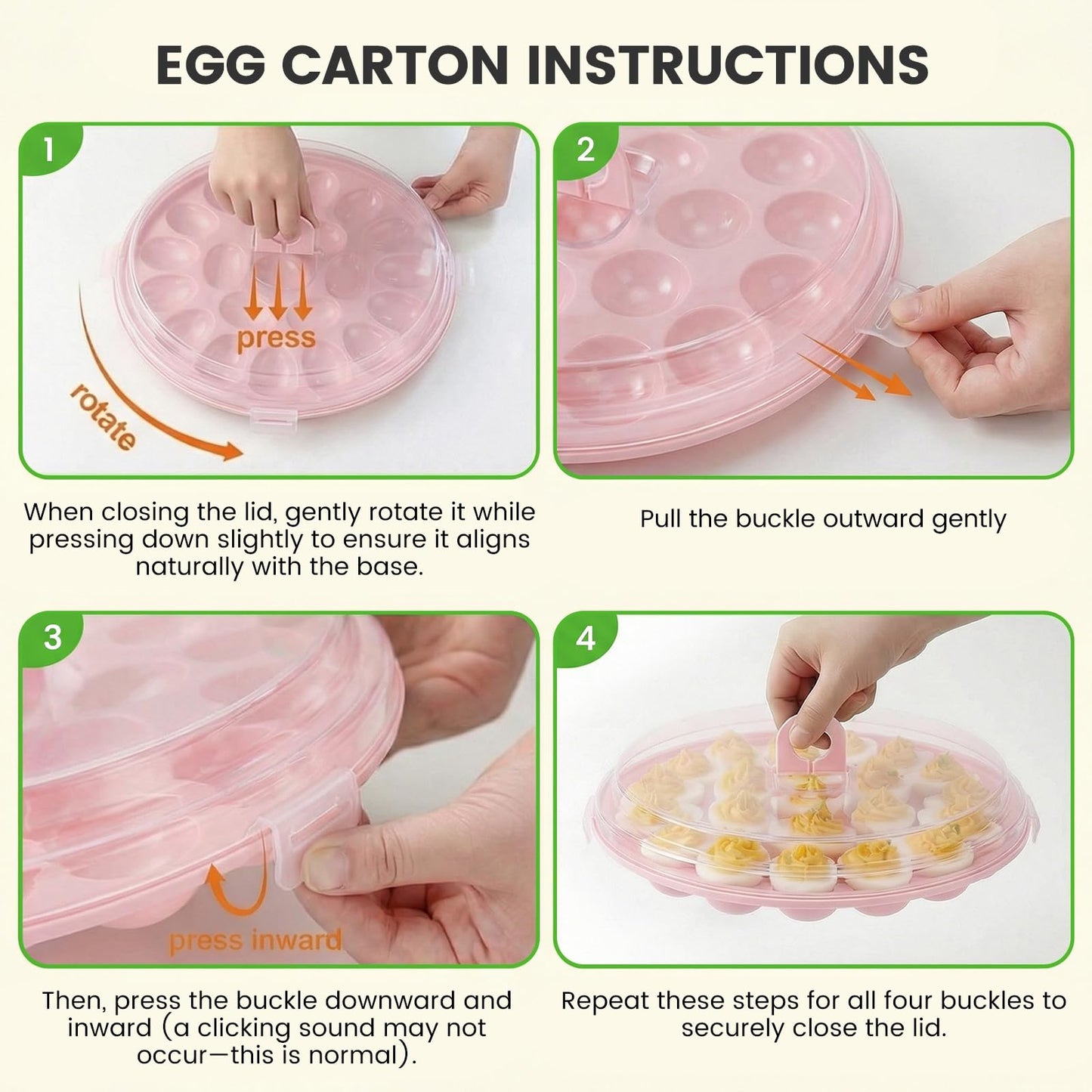 HANSGO Deviled Egg Containers with Lid, 3PCS Deviled Egg Platter Carrier Holder Trays with 66 Slots for Holiday Party and Home Kitchen, Pink