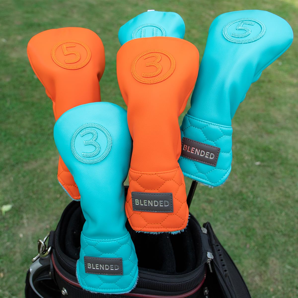 BAIRBRE Golf Club Head Covers, Driver Covers Fariway Wood Covers Hybrid Head Covers 3 Wood Headcover Leather Golf Headcover with Number Tag for Scotty Cameron Odyssey Taylormade (Blue-FR 3)