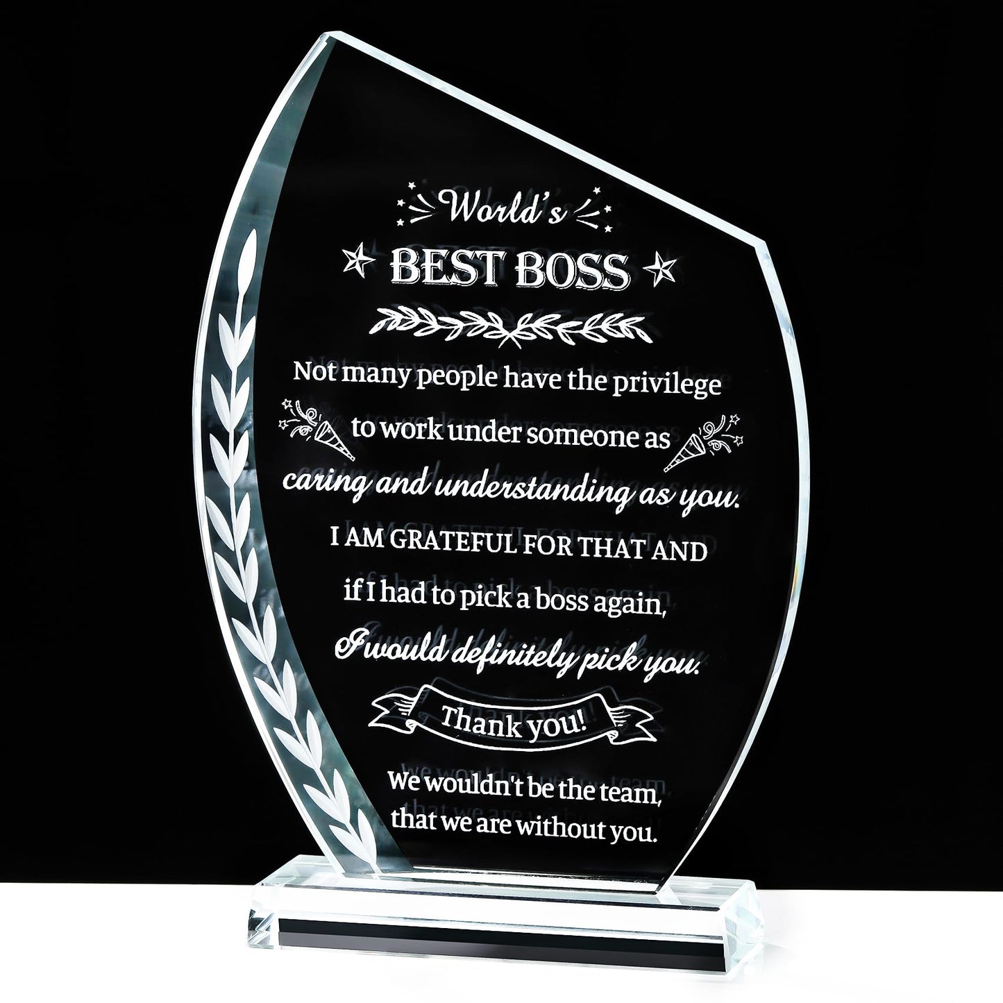 Movdyka Boss Gifts for Men Women Crystal Keepsakes Plaque World's Best Boss Gifts Appreciation Thank You Gifts Great Boss Day Birthday Ideas for Boss Office Farewell Gifts Retirement