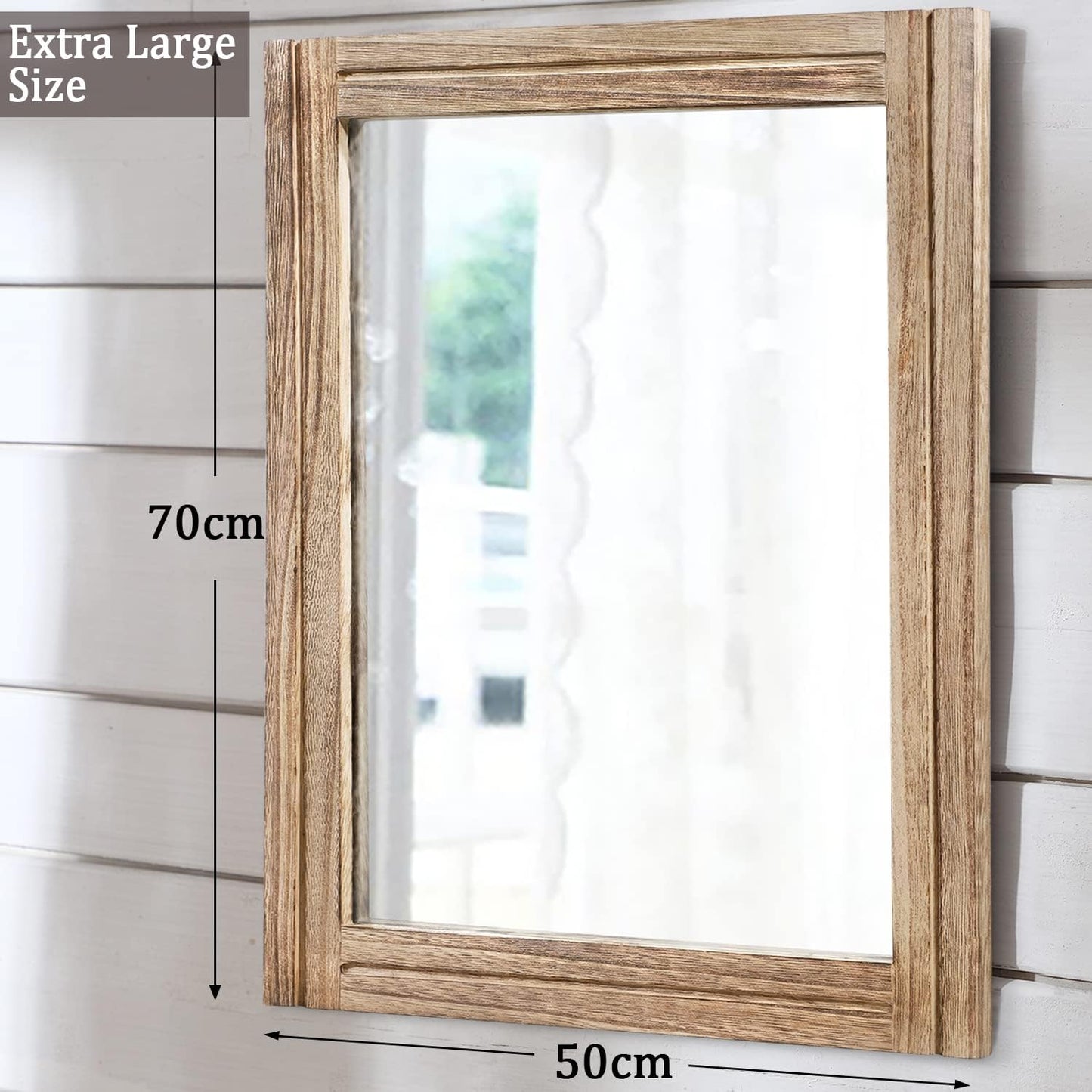 AAZZKANG Rustic Mirror for Wall with Rectangle Wood Framed Decorative Hanging Mirrorrs Large 28"x20"for Bedroom Bathroom Living Room Dressing Room
