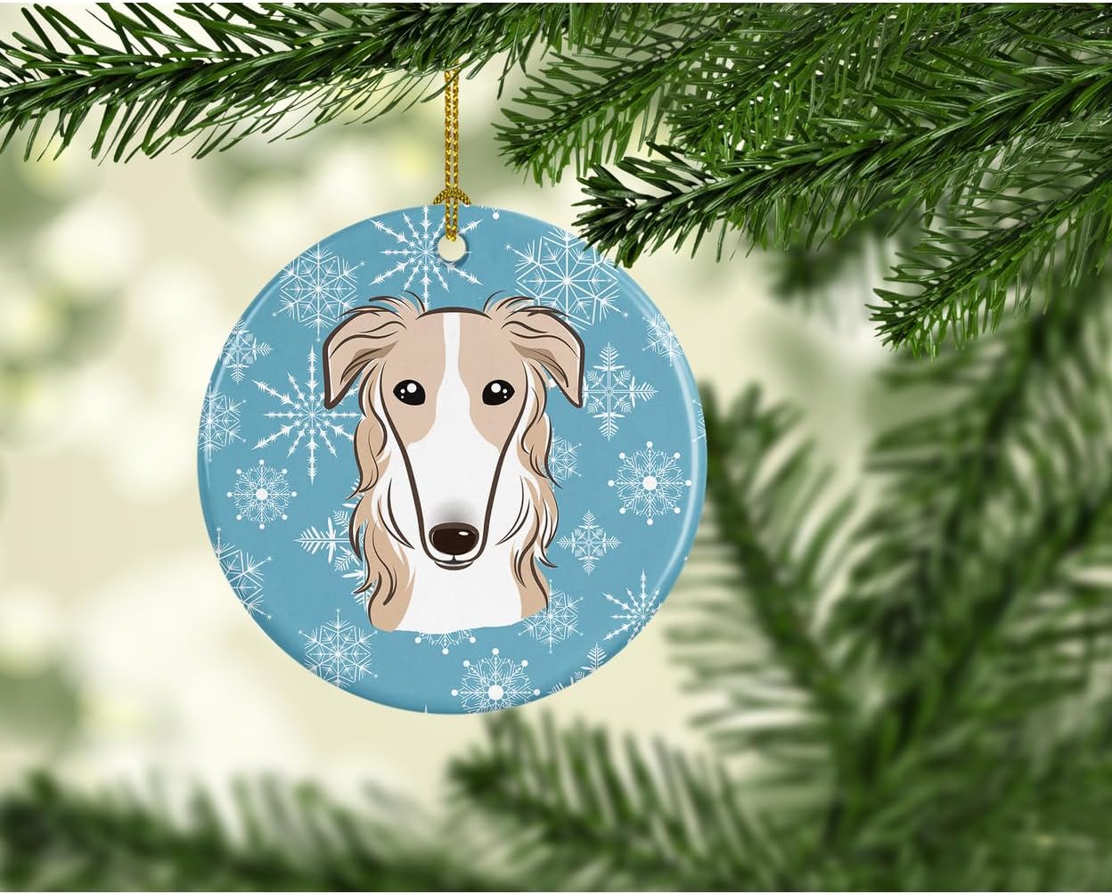 Jack Russell Terrier Snowflake Ceramic Ornament - 3" Christmas Tree Decoration