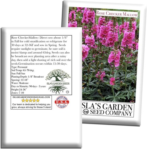 Isla's Garden Seeds Rose Checker Mallow Seeds - 25+ Heirloom Non-GMO Seeds for Hardy Perennial Blooms