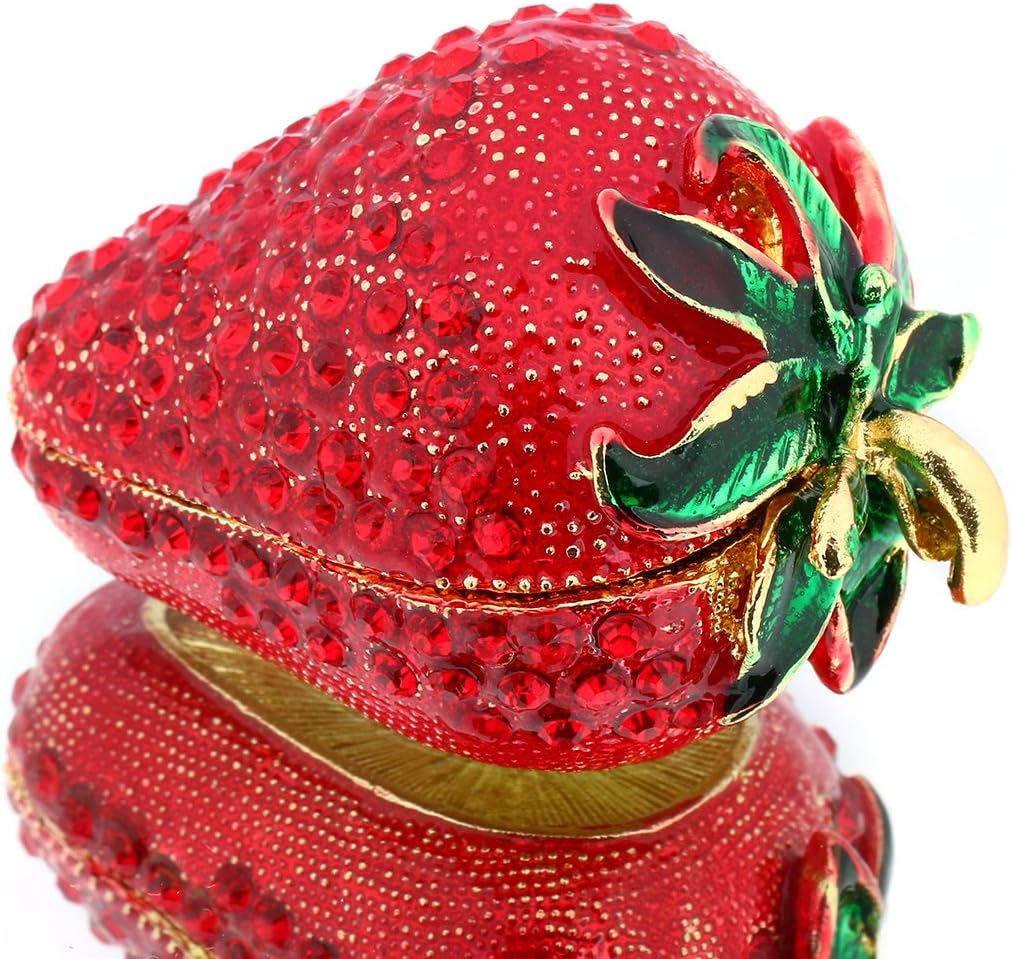 Handmade Red Strawberry Hinged Trinket Box for Girls & Women - Unique Decor