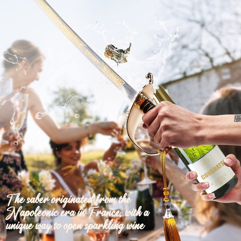 Resafy Champagne Saber Champagne Golden Handle Knife Champagne Sword Champagne Opener With Gift Case for Party Wedding