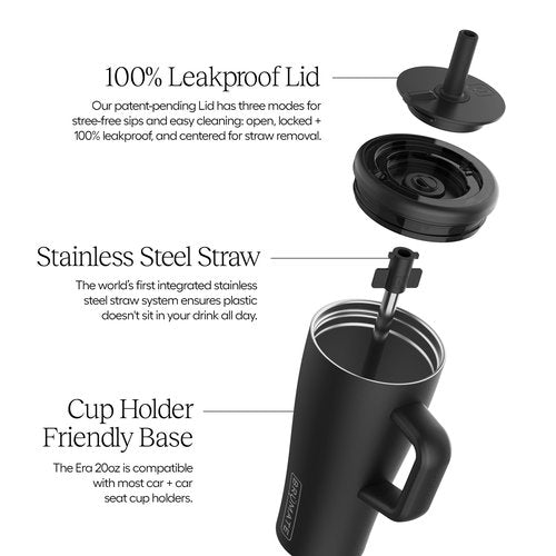 BrüMate Era 20 oz Tumbler with Handle and Straw | 100% Leakproof Insulated Tumbler with Lid and Straw | Made of Stainless Steel | Cup Holder Friendly Base | 20oz (Kiwi)