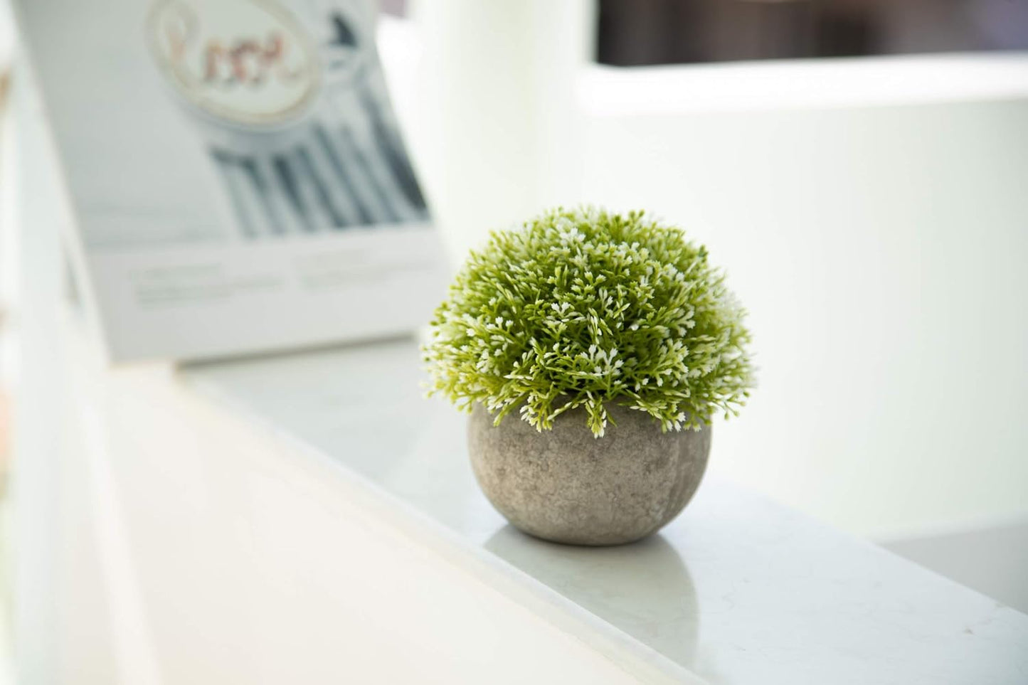 Mini Sage Green Boxwood Topiary - Artificial Potted Plant for Home & Office Decor