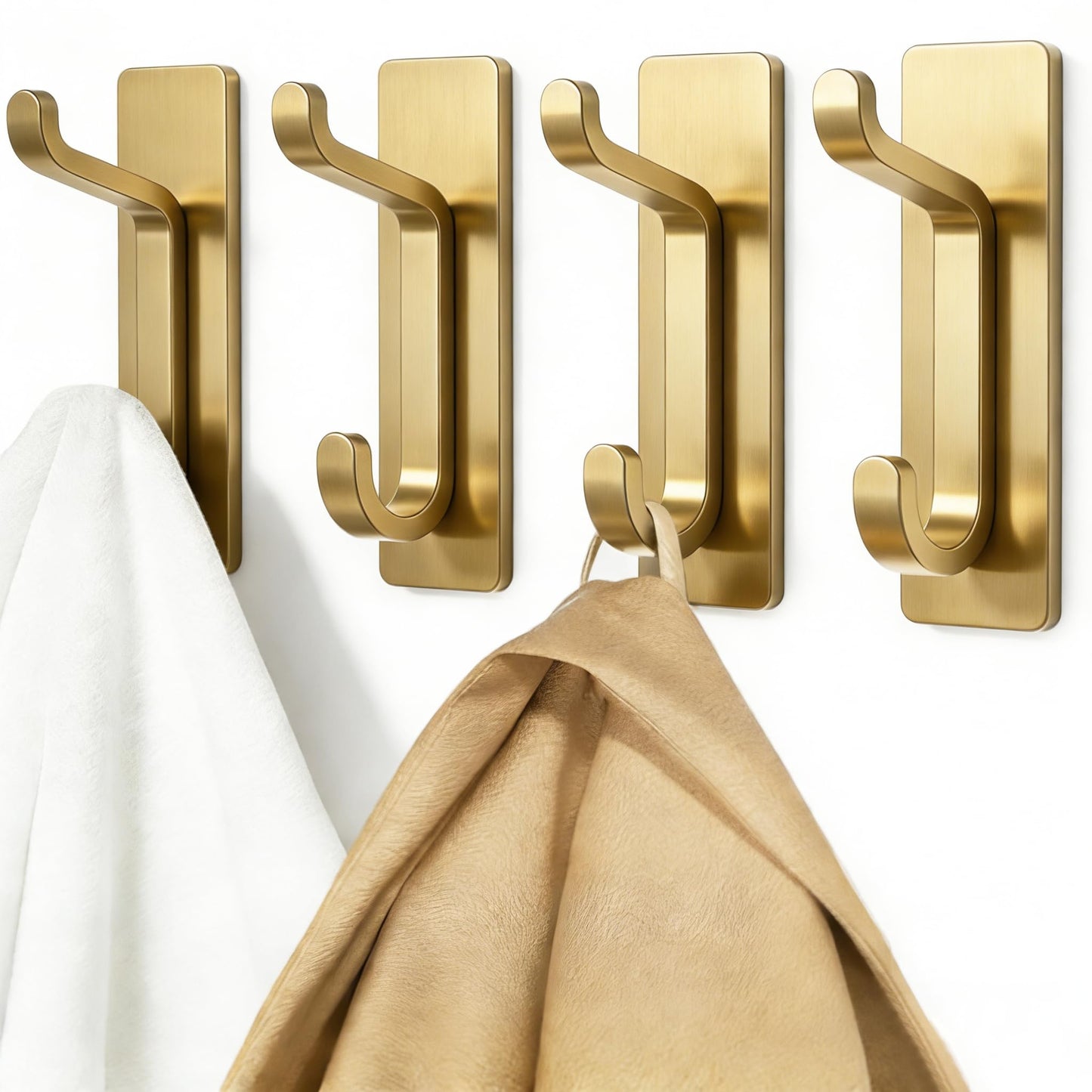 pickpiff 12 Pack Wall Hooks for Coat and Towel: 13LB Strong Adhesive Door Hanger Stick on, Brushed Gold