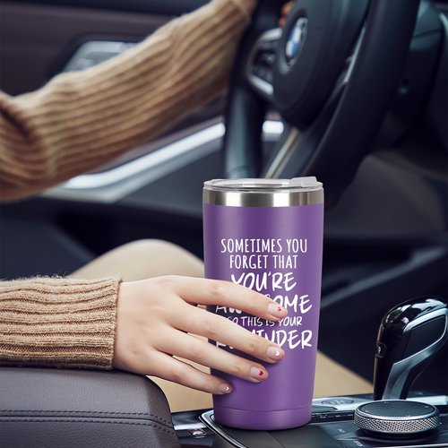 Inspirational Tumbler for Women, 20oz Stainless Steel Insulated Cup, Sometimes You Forget That You're Awesome, Birthday Gift for Friend Coworker Nurse Teacher, Encouragement Get Well Retirement Gift