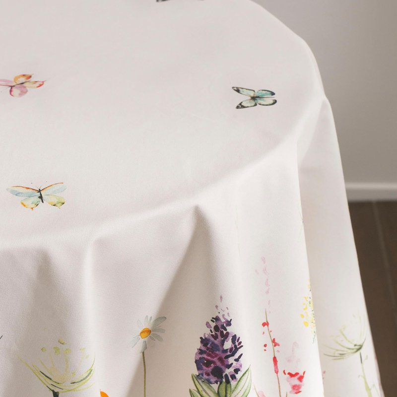 Maison d' Hermine Table Cloth Round Table 100% Cotton 63 Round Inches Tablecloth Reusable Decorative for Dining Kitchen Room Farmhouse Home Gifts for Mothers Day Spring Summer - Botanical Fresh