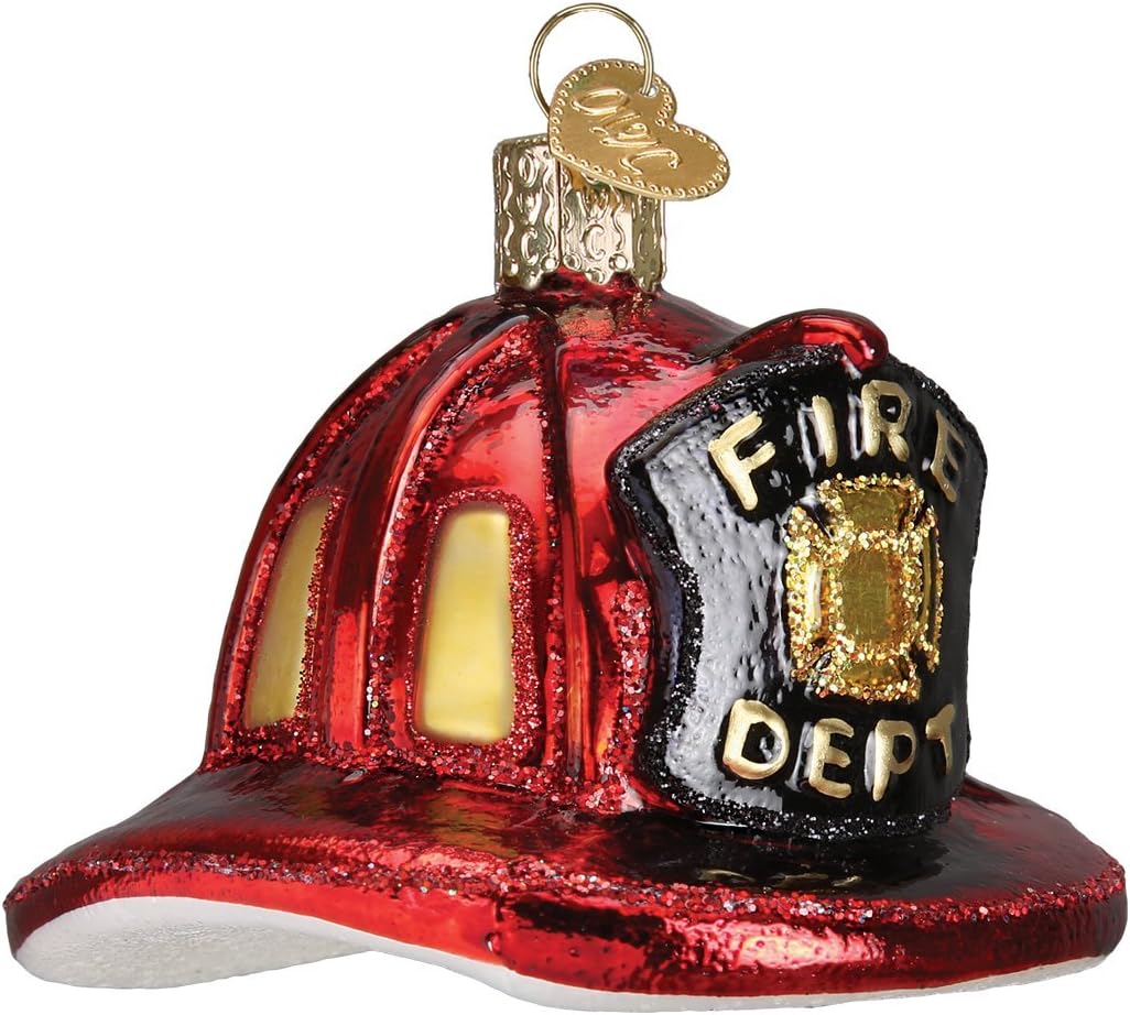 Fireman's Helmet Glass Blown Ornament - Handcrafted Christmas Tree Decoration