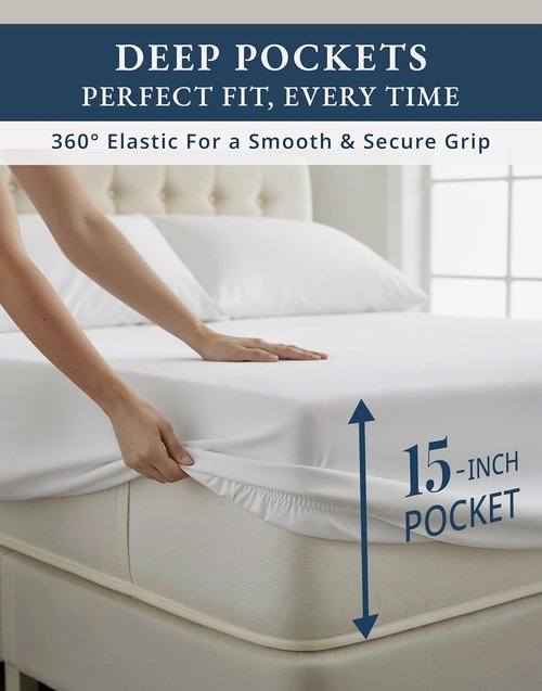 100% Egyptian Cotton Sheets King Size - Ultra-Soft, Naturally Cooling 4-Piece Set | Luxury White Silky Sateen with Deep Pockets