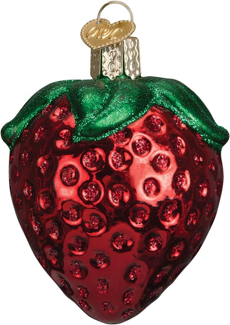Chocolate Dipped Strawberry Glass Blown Christmas Ornaments - Old World Christmas (28116)