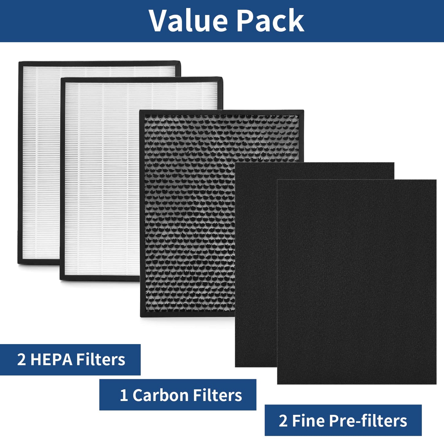 FCFMY H13 True HEPA Replacement Filter Compatible with InvisiClean Claro IC-4524 Air Cleaner Purifier, 2 HEPA Filters, 2 Pre-Filters and 1 Activated Carbon Filter