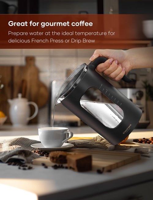 Electric Tea Kettle, INTASTING Glass Electric Kettle with tea Infuser and Precise knob temperature control, 1200W Fast Heating, BPA-Free, Easy to Clean, 1 Liter (Cream White)