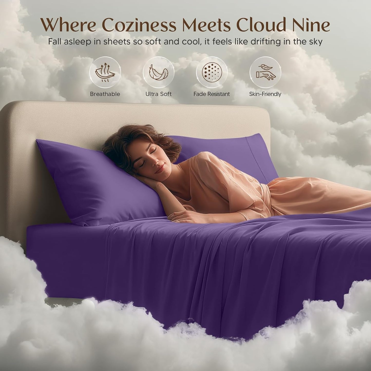 Utopia Bedding King Size Sheet Set - Soft, Breathable Microfiber, 4-Piece in Eggplant | Oeko Tex Certified