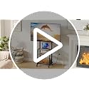 Rolling TV Stand with Wheels & Mount - 15 Inch Rustic Brown with Fabric Drawer - Fits 32-55 Inch TV