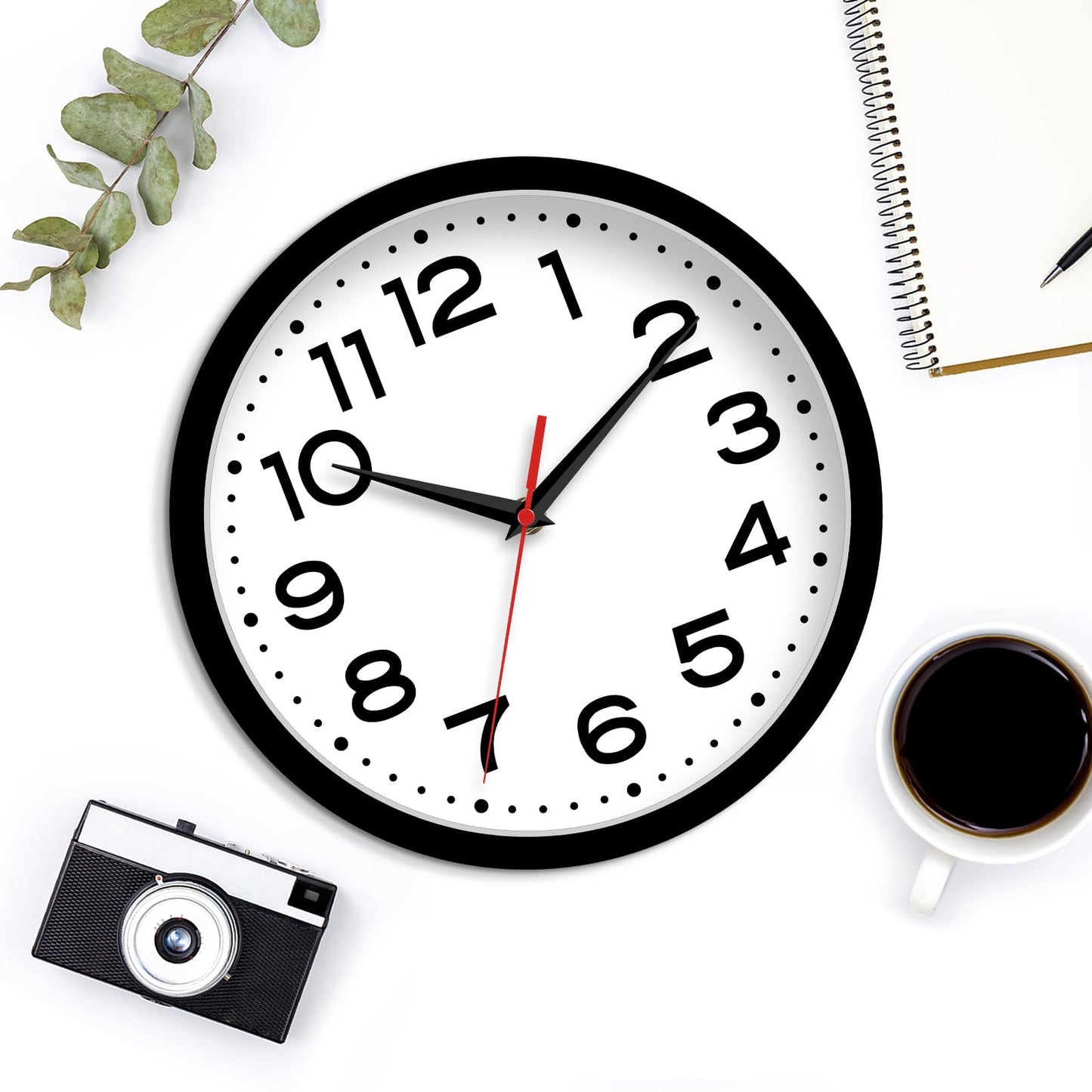Roymnie Wall Clock 14 Inch Large Silent Non-Ticking Modern Clock Battery Operated Classic Simple Minimalist Analog Decorative for Kitchen, Living Room,Office, Bedroom, Bathroom (Black)