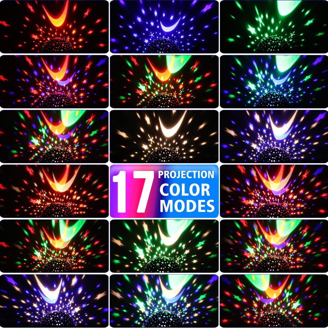 MOKOQI Star Projector Night Lights for Kids, Birthday Gifts for 3 4 5 Year Old Girls and Boys, Projection Lamp for Kids Bedroom Ceiling, Stars and Moon for Child Asleep Peacefully (White)