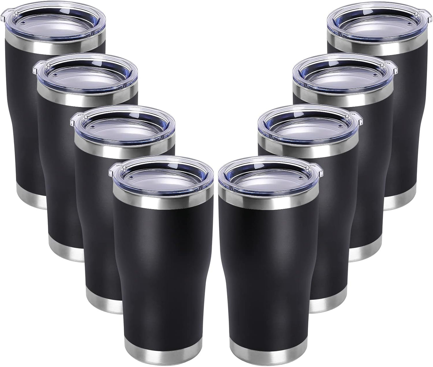 DOMICARE 20oz Tumbler with Lid Stainless Steel Tumblers Bulk, Double Wall Vacuum Insulated Coffee Travel Mug Powder Coated Tumbler, 8 Pack Purple