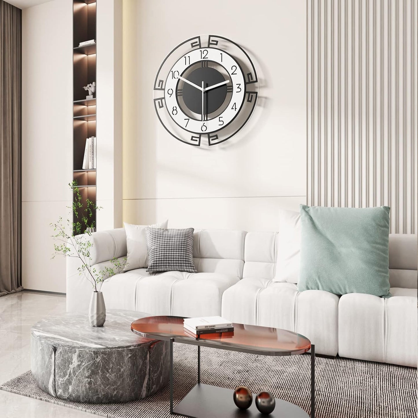 MEISD Modern Decorative 21 Inch Big Silent Wall Clock for Living Room, Bedroom, Kitchen, Home Office - Battery Operated, Analog Display