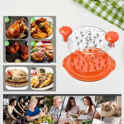 Chicken Shredder Large Chicken Breast Shredder Tool Twist with Brush, Eco Friendly, Visible Meat Shredder, Anti-Slip Strip, Ergonomic Handle, BPA Free, Suitable for Chicken Beef (Orange)