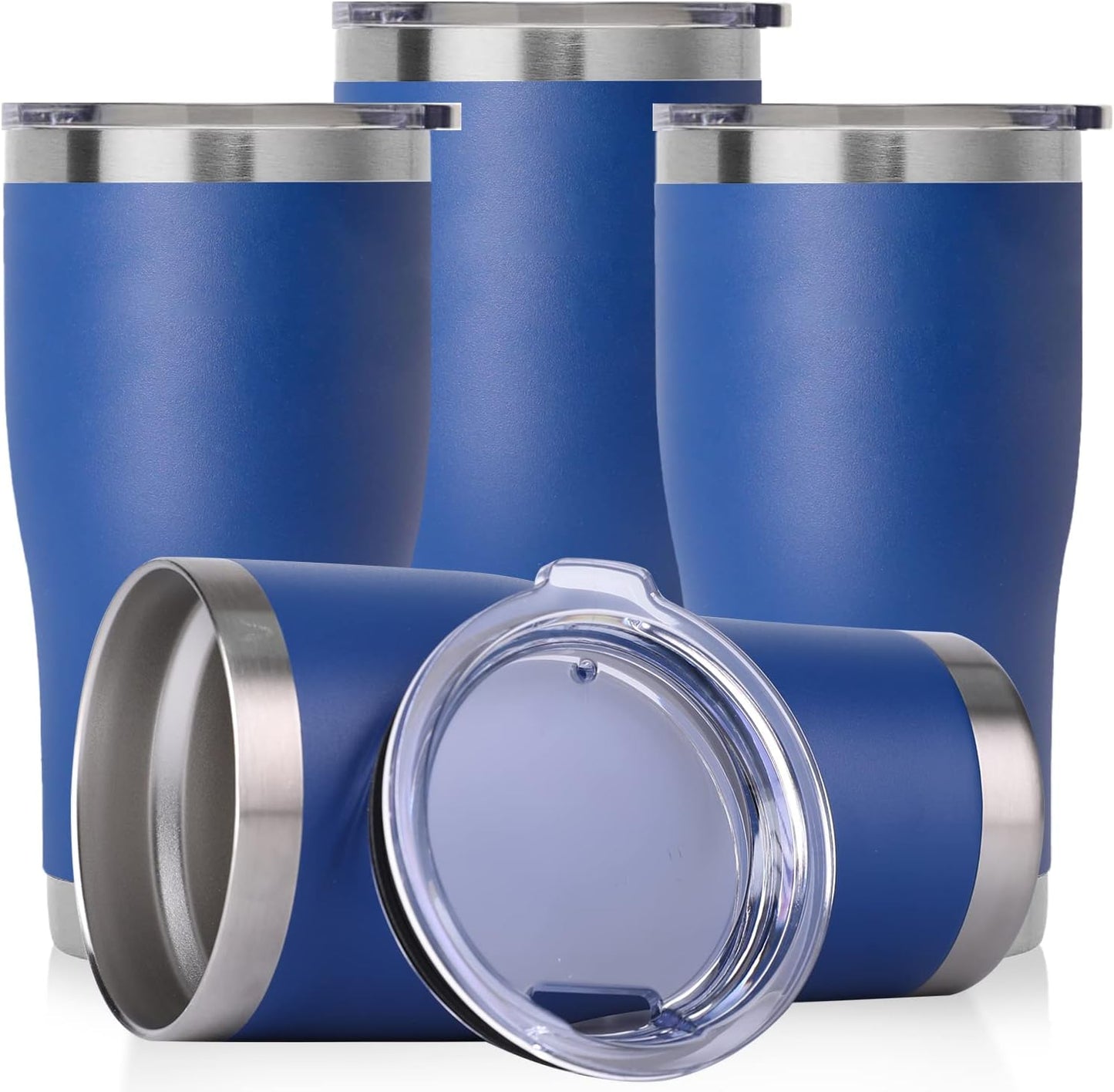 DOMICARE 20oz Tumbler with Lid Stainless Steel Tumblers Bulk, Double Wall Vacuum Insulated Coffee Travel Mug Powder Coated Tumbler, 8 Pack Purple