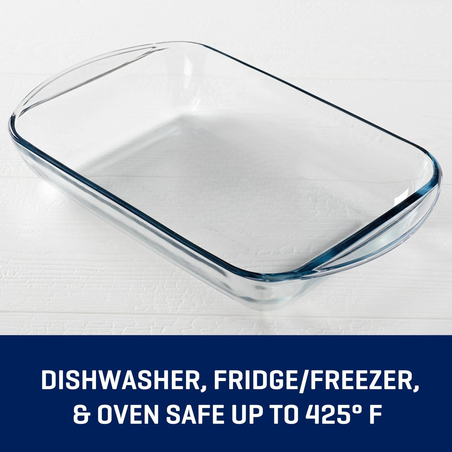 9x13 Glass Baking Dish, 3 Qt Durable Bakeware, Oven Microwave Dishwasher Safe For Baking, Serving & Reheating