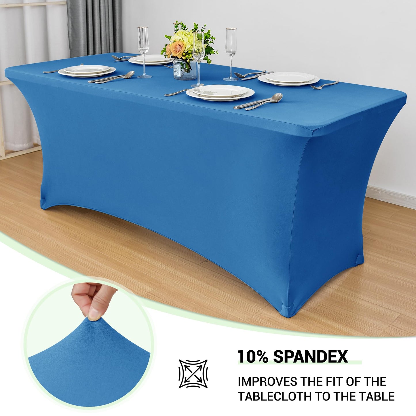 Obstal Spandex Table Cover 8ft Fitted Tablecloth Rectangular - Stretch Rectangle Folding Table Cloth for Birthday Party Wedding Banquet, Aqua, 96L x 30W Inch