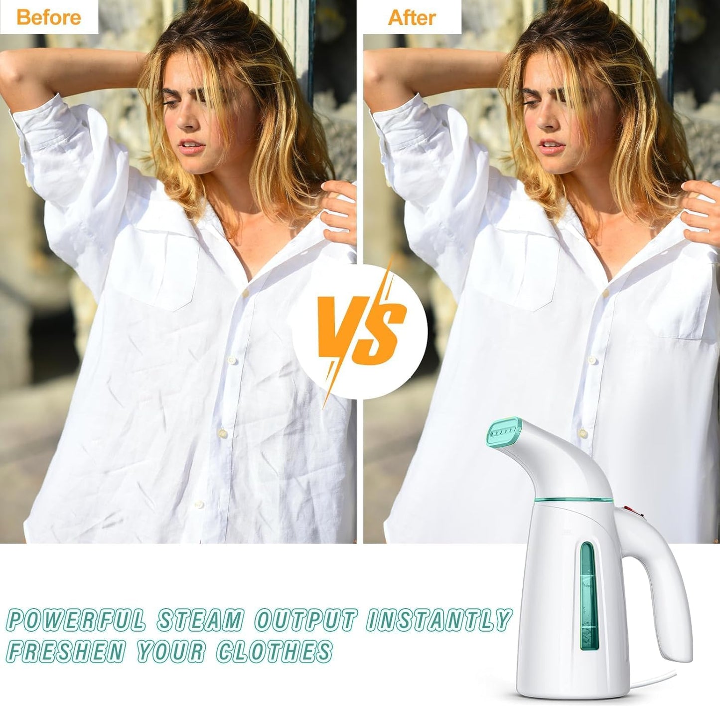 OGHom Handheld Clothing Steamer - 700W Portable Travel Steam Iron with 240ml Capacity | Teal