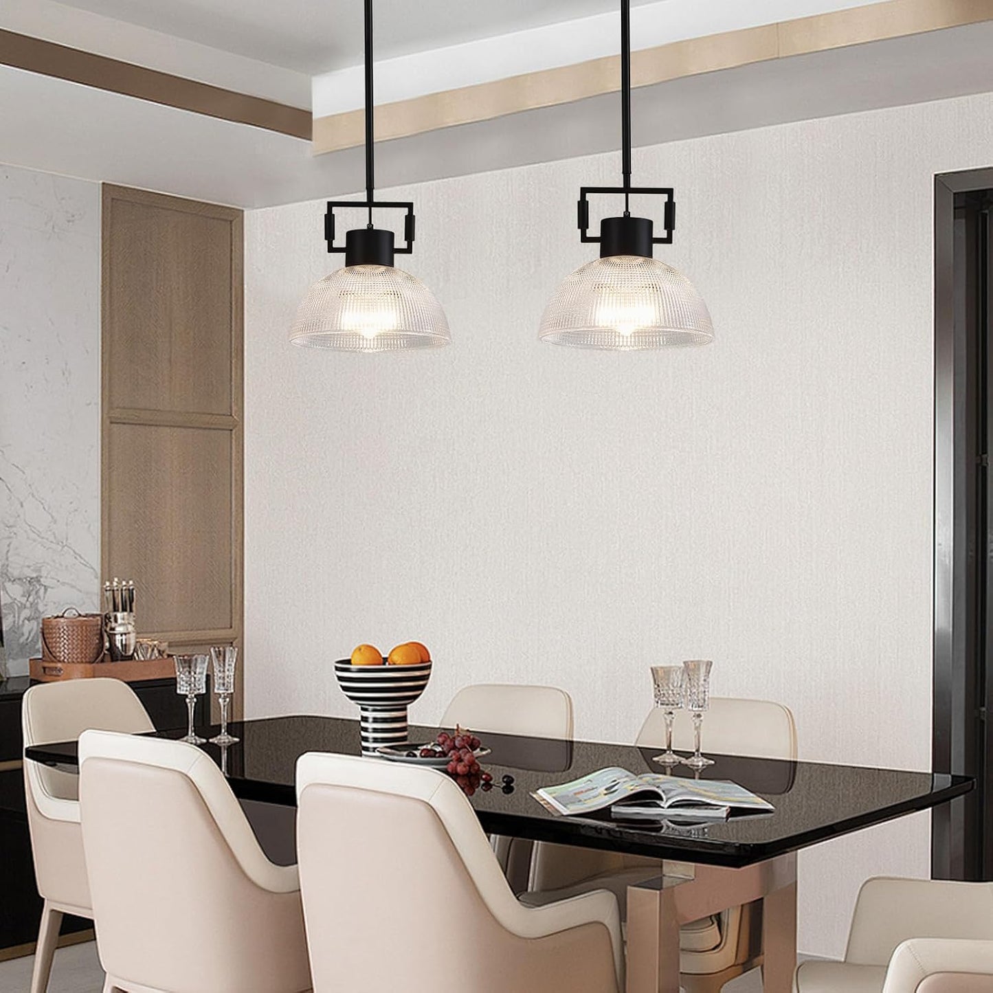 Pendant Lights Kitchen Island, 11.8" Gold Glass Pendant Lights Modern Vintage Fluted Large Dome Shade Brass Island Lights for Kitchen Dining Room Hallway Bedroom Restaurant.