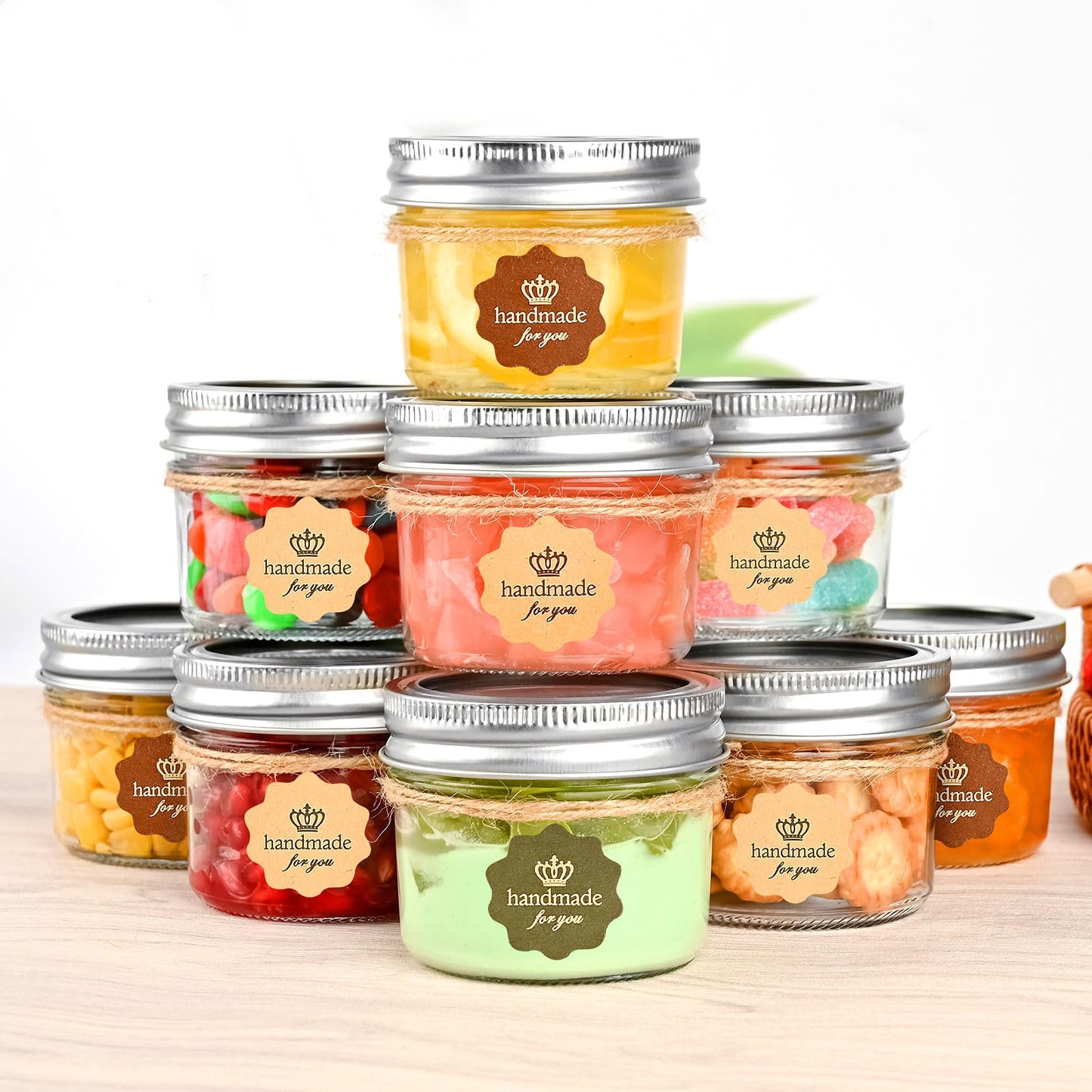 TUZAZO 4 oz Mini Mason Jars with Lids 8 Pack, 4oz Small Glass Mason Canning Jars for Jam Jelly Yogurt Dessert, Shower Wedding Favors Decor
