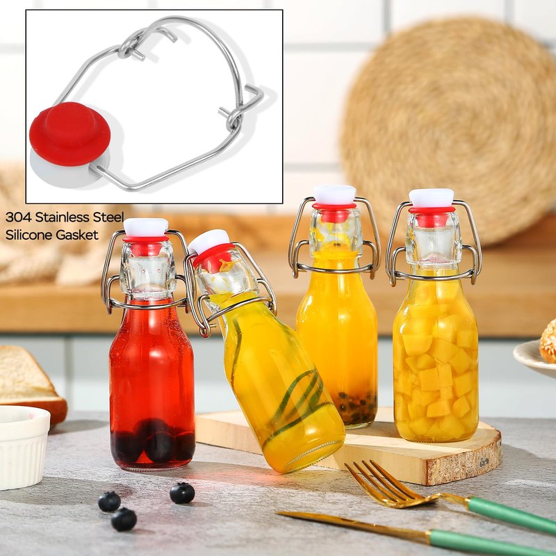 ZEBEIYU 12 Pack 4 oz Swing Top Glass Bottles,Flip Top Glass bottles with airtight Caps for Home Brewing Beer,Kombucha,2nd Fermentation,Kefir,Beverages,Soda,Oils,Vinegar,Limoncello,Vanilla extract