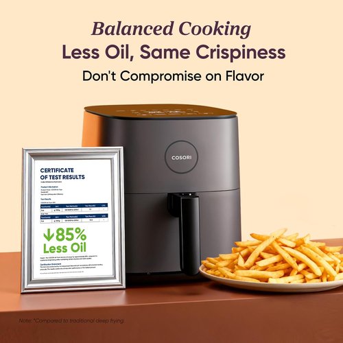 COSORI Air Fryer Pro - Compact 5QT with Ceramic Coating & 7 Cooking Presets | Easy Clean, Gray