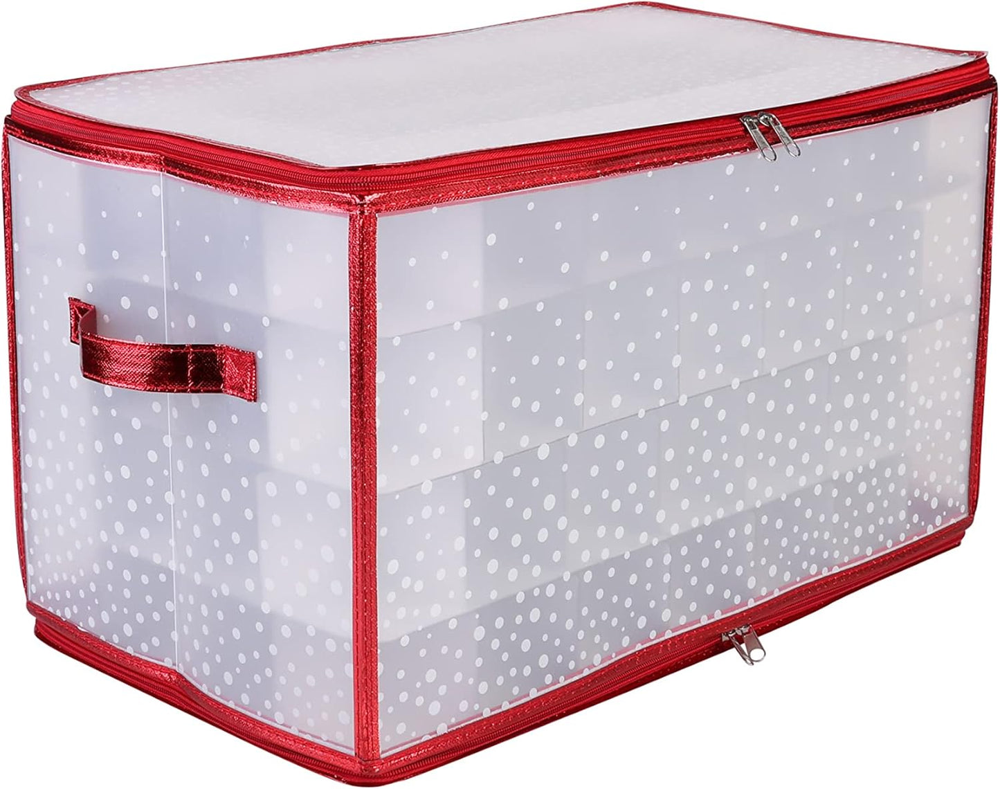 Ornament Storage Organizer for 112 Ornaments | Zipper Closure | Space-Saving Red Design