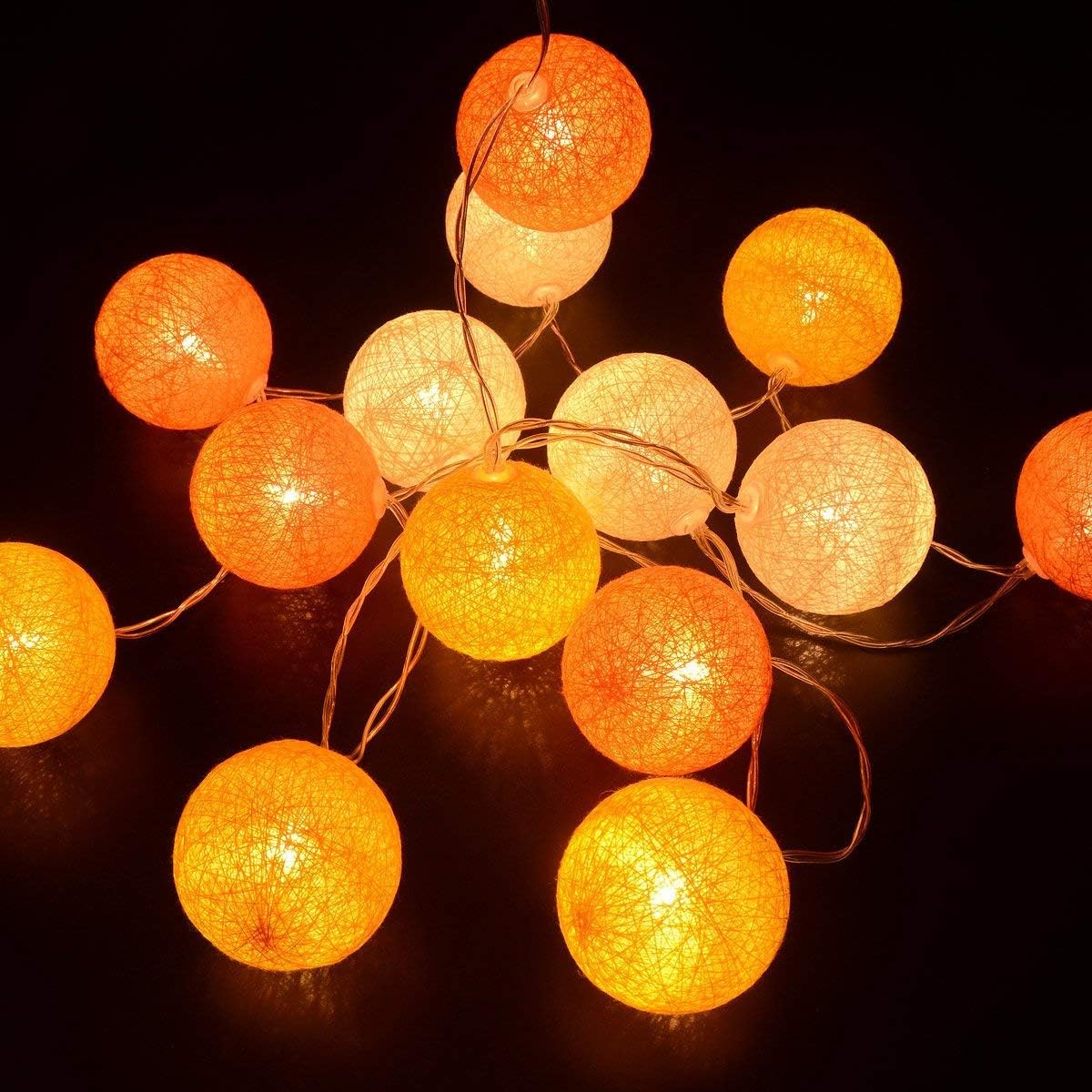 30-Count Battery Operated LED Fairy Lights - 10ft Yellow, Orange & White String Lights for Garden Decor