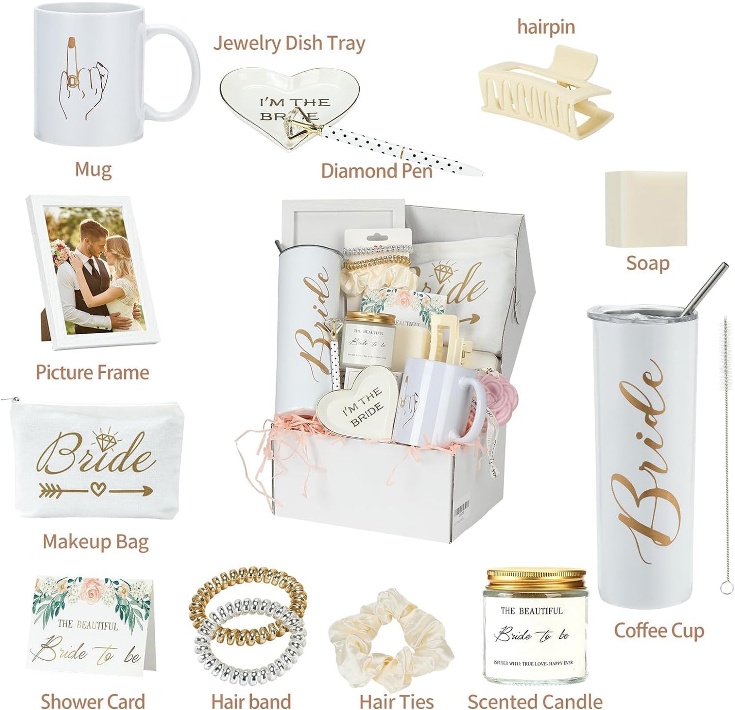 ZHAXIDELE Bride To Be Gifts Box - Perfect Bridal Gifts for Bride to Be,Engagement Gifts for Her,Bachelorette Gifts! Bride Shower Gifts with 20 oz stai