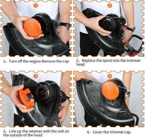 Black and Decker String Trimmer Line - AF-100, 6 Spools, 1 Cap & 1 Spring for Efficient Edging