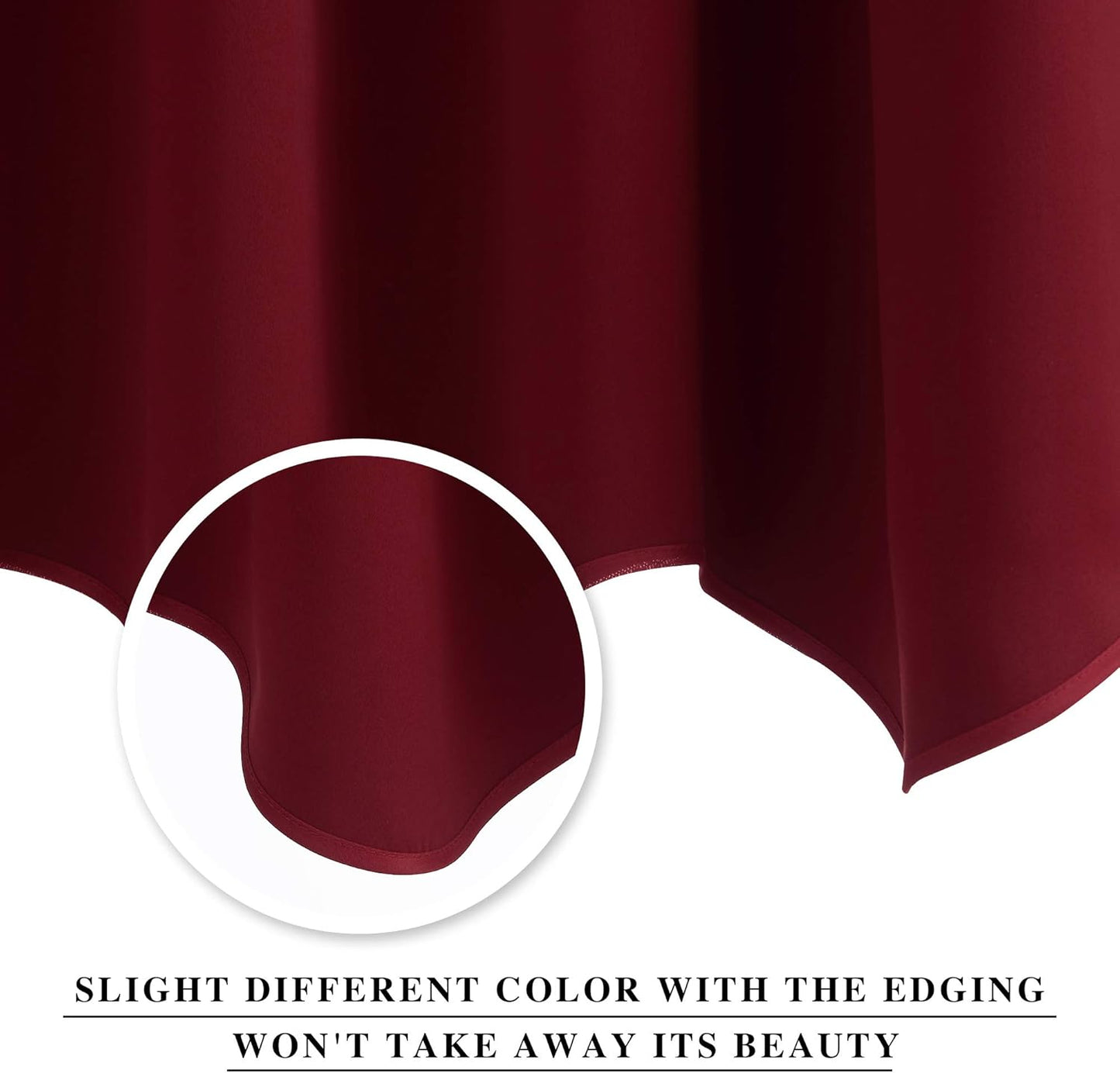 NICETOWN Burgundy Red Kitchen Blackout Valances - 52x18 Scalloped Pole Pocket Curtains, 2 Panels