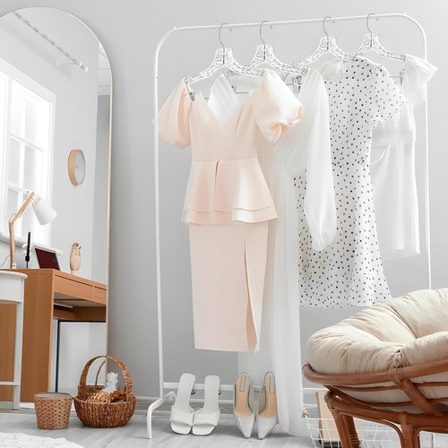 HARDW Clothes Hangers - Heavy Duty Plastic Set of 12 with Clips for Closet Organization | Clear Design