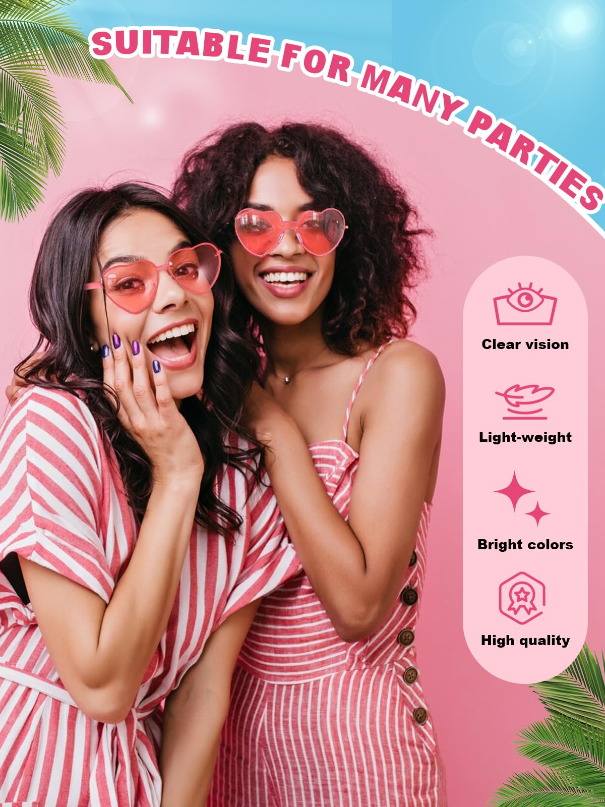 AGGKKY 12 Pairs Heart Shaped Sunglasses for Women Colorful Glasses Fun Trendy Transparent Heart Sunglasses Party Favor