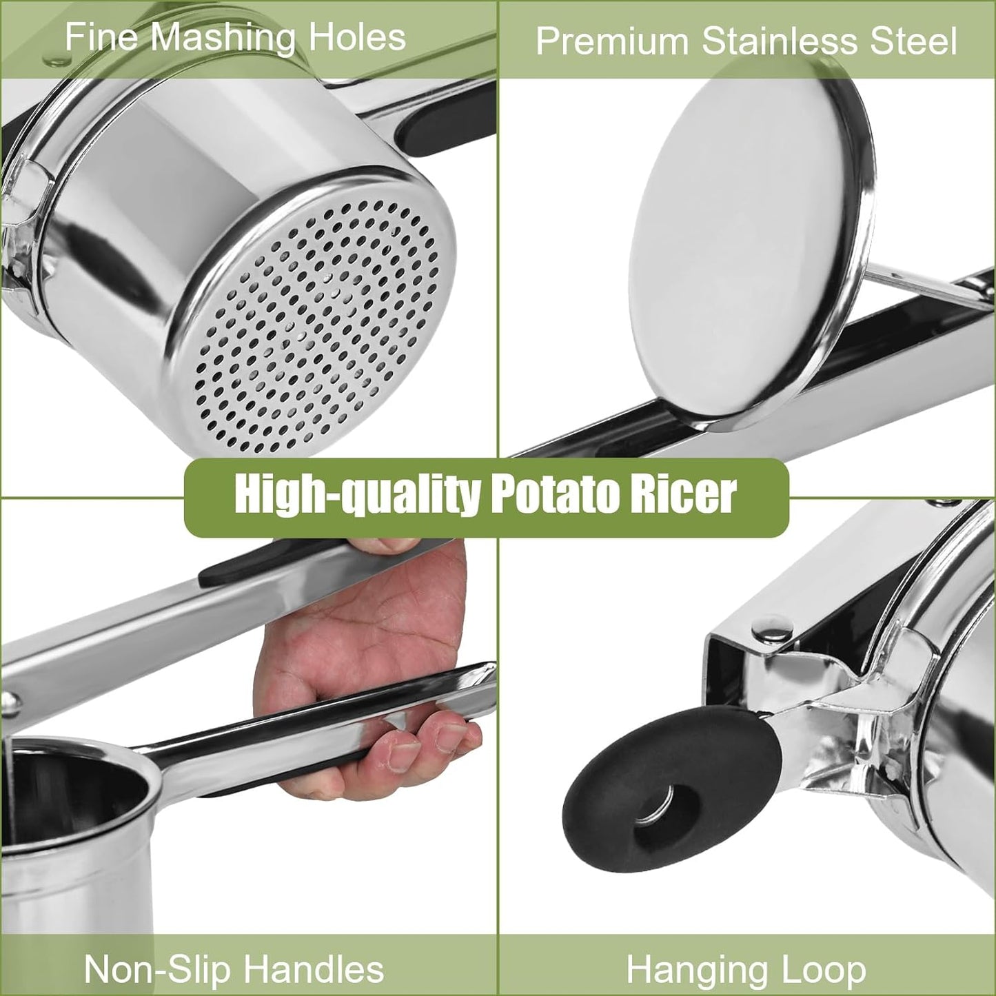Ricer | Skiennix 15 oz Stainless Steel Potato Ricer - Easy to Clean, Dishwasher Safe for Mashed Potatoes & Baby Food