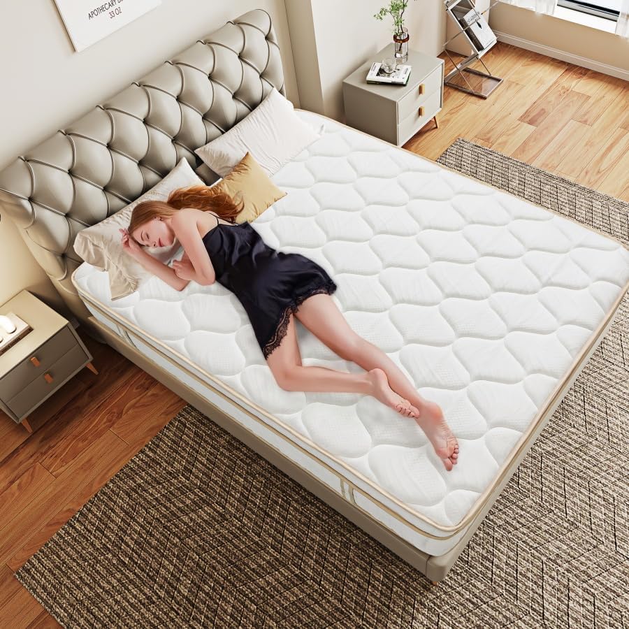 Skiennix Hybrid Mattress - Medium Firm Memory Foam & Pocket Springs - Twin Size, 10 Inch, Black