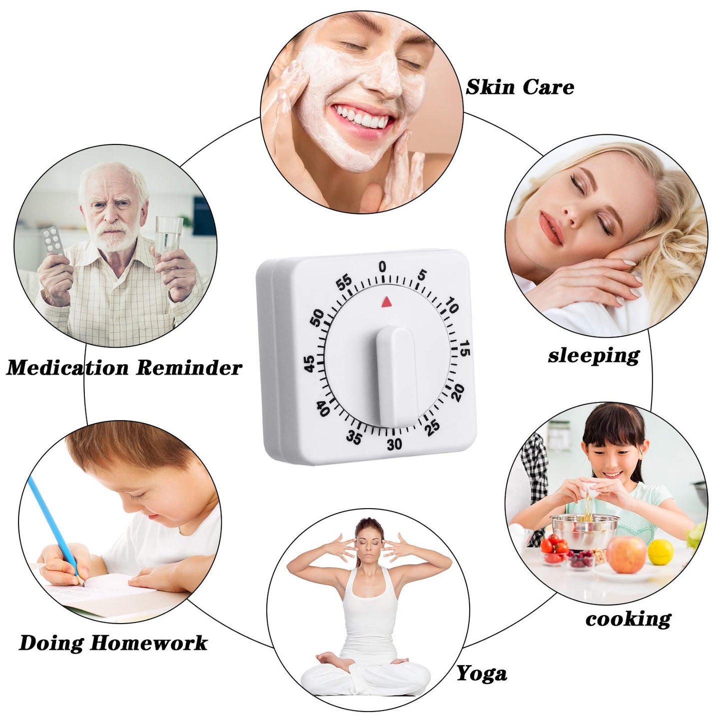Weewooday 2 Pieces 60 Minute Visual Kitchen Timer Hour Mini Countdown Mechanical Timer Loud Voice for Kitchen, Homework, Exercise