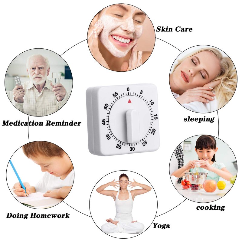 Weewooday 2 Pieces 60 Minute Visual Kitchen Timer Hour Mini Countdown Mechanical Timer Loud Voice for Kitchen, Homework, Exercise
