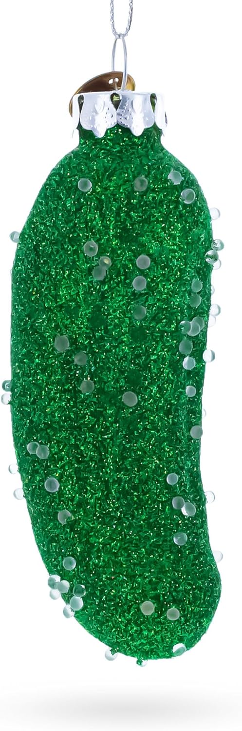 Handcrafted Salted Pickle Glass Blown Christmas Ornament - Unique Holiday Decor