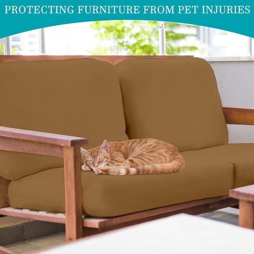 BIETYONE Outdoor Couch Cushion Covers - 12Pcs Washable & Reusable Furniture Protectors | Camel Color