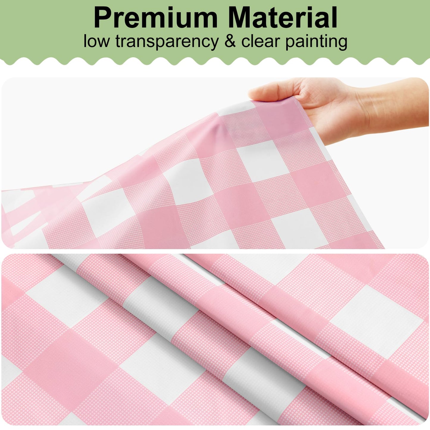 misaya 4 Packs Buffalo Disposable Table Cloth, 54 x 108 Inch Waterproof Plastic Tablecloth, Rectangle Pink and White Checkered Table Covers for Picnic, Birthday, Party, Mother's Day