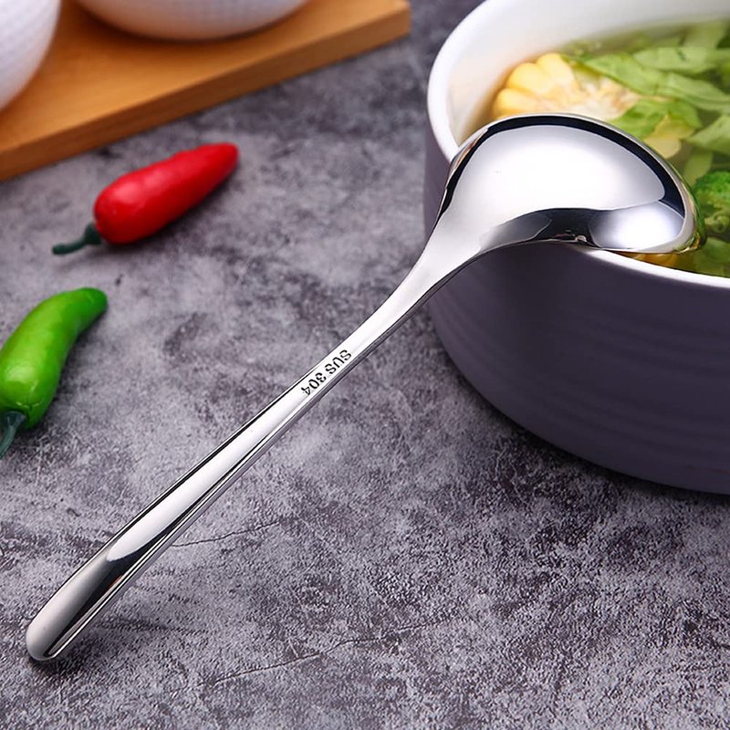 Wenkoni Small Ladles,Sauce,Gravy Soup Spoons Ladles,4 Pack SUS 304 Non-magnetic Stainless Steel 8'' (Color:Silver).