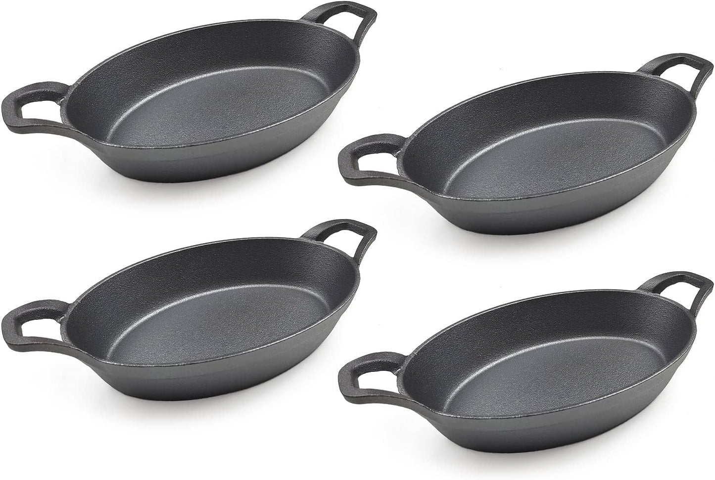 HAWOK Cast Iron Oval Serving Au Gratin Cookware Set of 4………
